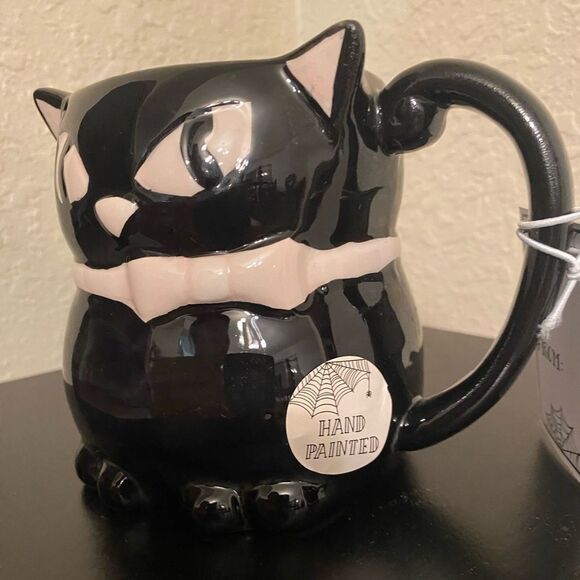 Cobwebs and Cauldrons Halloween Black Cat with Light Pink Bow - Picture 4 of 5